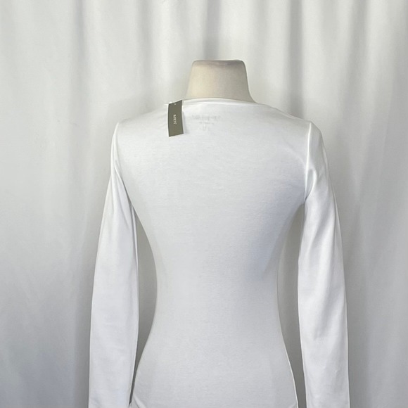 NWT!! J. CREW Perfect Fit Long Sleeve Crewneck T-Shirt Top Shirt Solid White XS - Picture 10 of 14